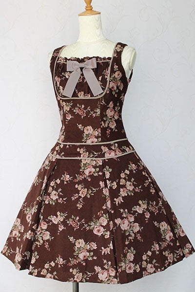 Rose Corduroy JSK from Victorian Maiden: JSK with underbust bodice and ruffled bust area.