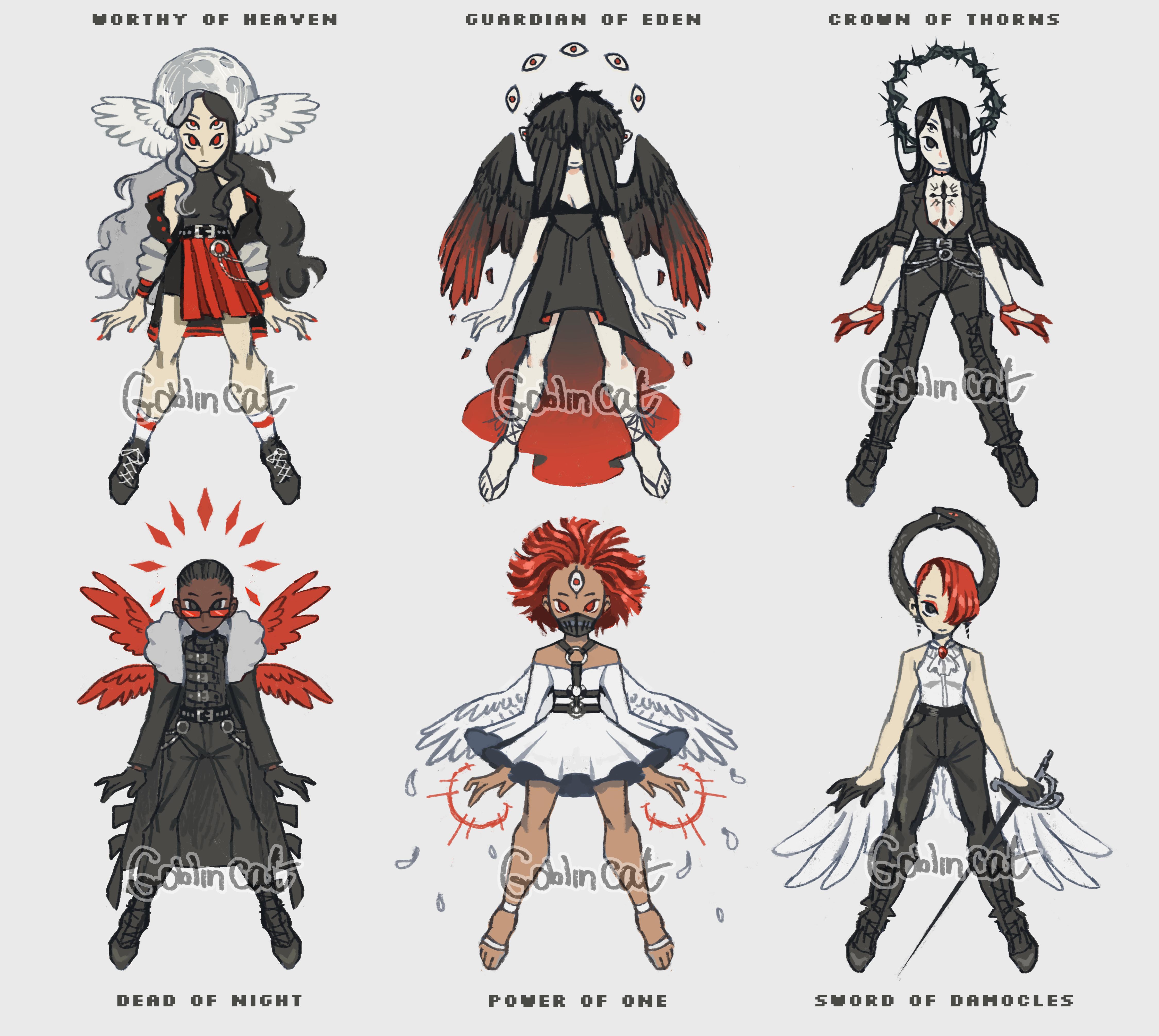 Six angel designs