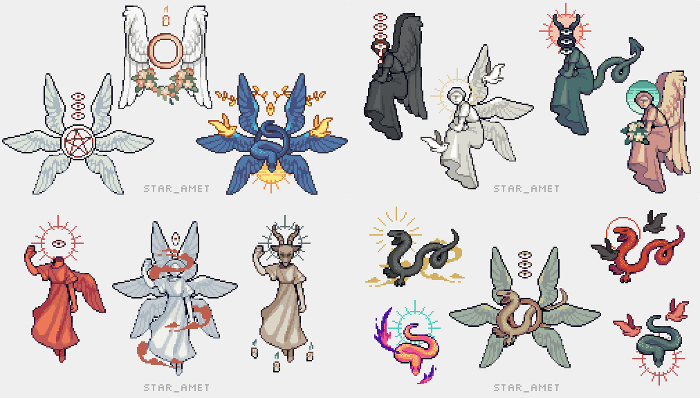 Collection of pixel angels