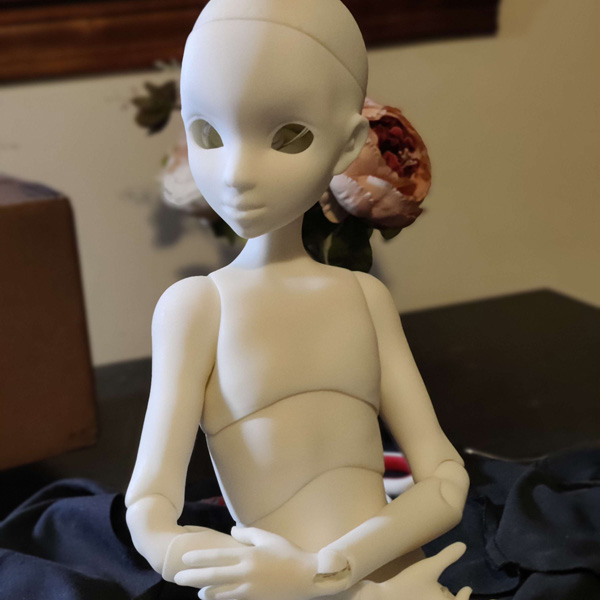 Blank doll with no eyes, wig, makeup, etc
