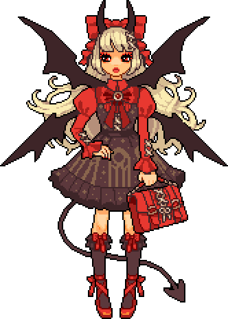 Demon girl wearing a gothic lolita coord